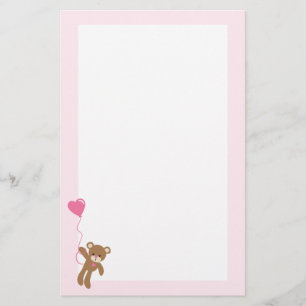 Cute Brown Bear Valentines Day Stationery