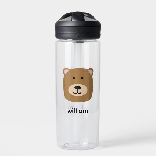 Cute brown bear water bottle (Front)