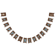Cute Brown & Blue Western Cowboy Happy Birthday