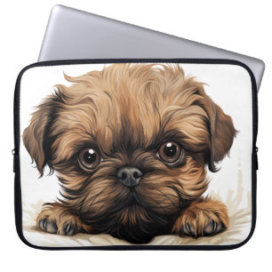 CUTE BROWN BRUSSELS GRIFFON PUPPY DOG LAPTOP SLEEVE