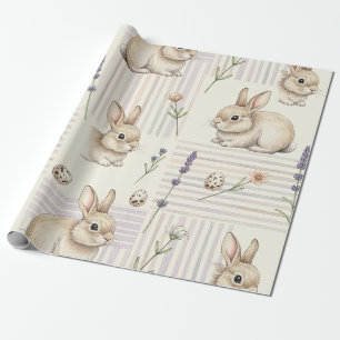 Cute Brown Bunny Colourful Pastel Easter Egg Wrapping Paper
