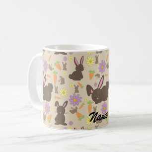Cute Brown Bunny Rabbit Pattern Print Coffee Mug