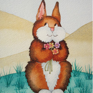 Cute brown bunny rabbit smiling childrens jigsaw puzzle