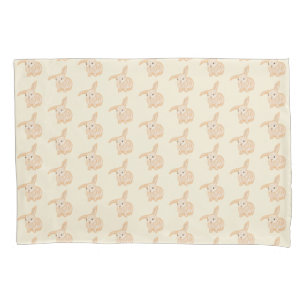 Cute Brown Bunny Rabbit - transparent on beige. Pillowcase