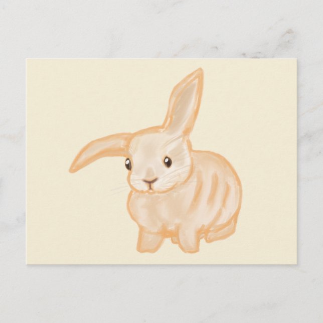 Cute Brown Bunny Rabbit - transparent on beige. Postcard (Front)