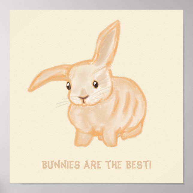 Cute Brown Bunny Rabbit - transparent on beige.   Poster (Front)
