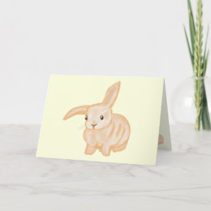 Cute Brown Bunny Rabbit - transparent on yellow. Card