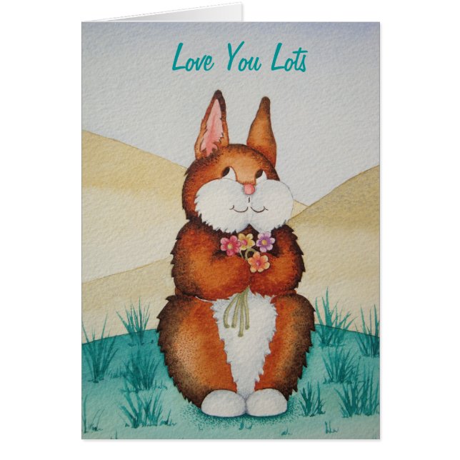 cute brown Bunny with colorful flowers (Front)