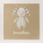 Cute Brown Bunny with Name Jigsaw Puzzle<br><div class="desc">Sweet jigsaw puzzle to put together and remember when baby was born .</div>