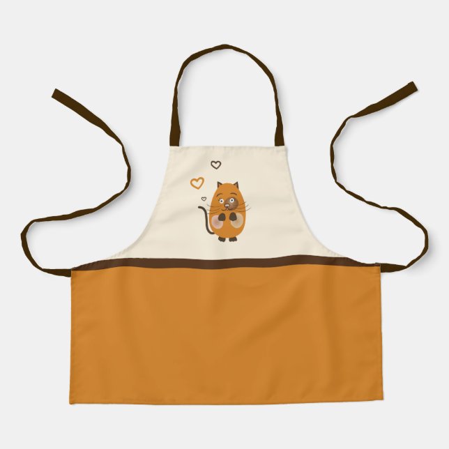 Cute brown cat apron (Front)