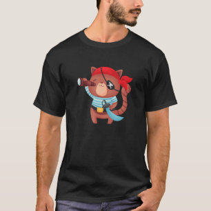 Cute Brown Cat Pirate Funny Cats Costumes Men Wome T-Shirt