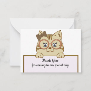 Cute Brown Cat Thank You Cards