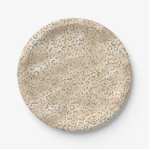 Cute brown Cheetah Leopard Skin Print Pattern Paper Plate