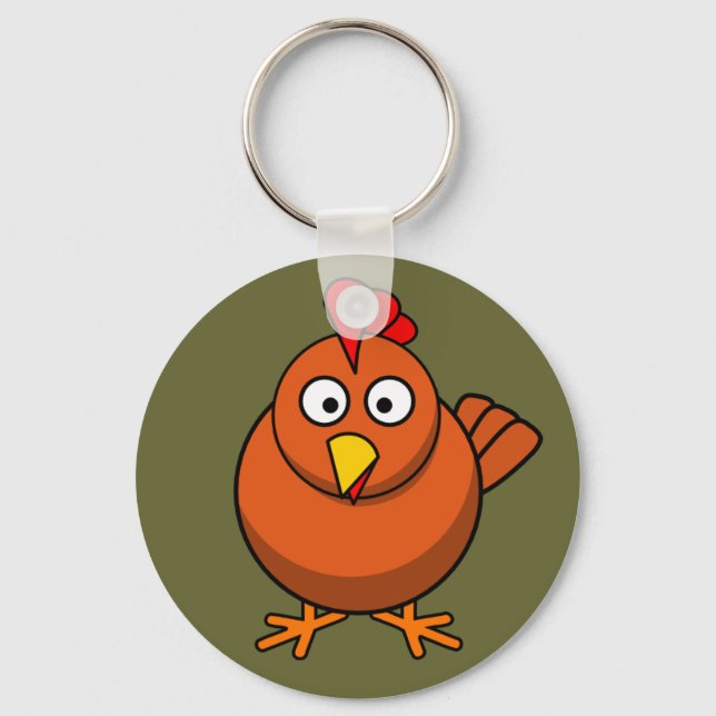 Cute Brown Chicken Keychain (Front)