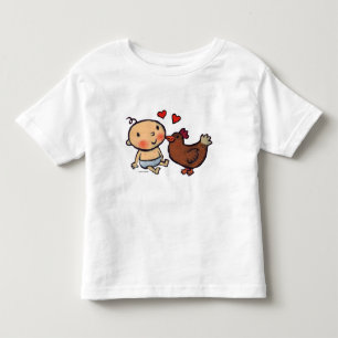 Cute Brown Chicken Peck on the Cheek for Baby Toddler T-shirt
