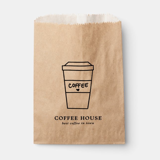 Cute Brown Coffee Cup Coffee Shop Favour Bag (Front)