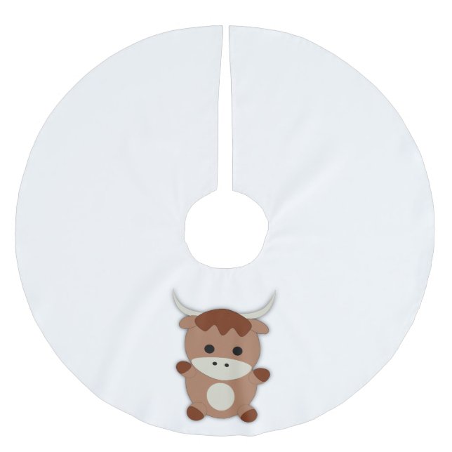 Cute Brown Cow Brushed Polyester Tree Skirt (Front)