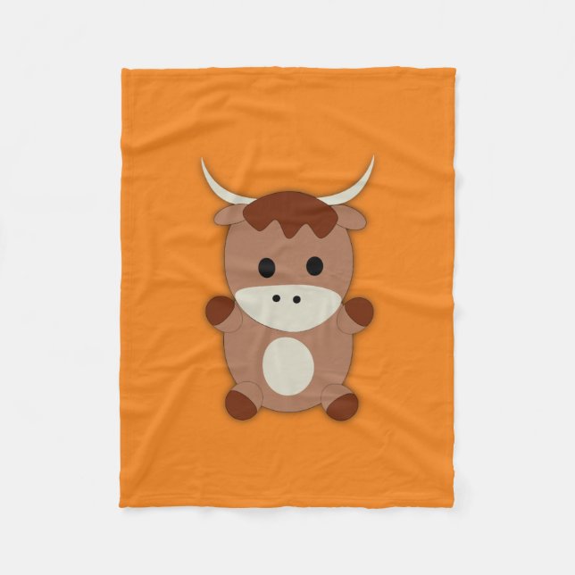 Cute Brown Cow Fleece Blanket (Front)