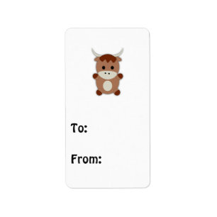 Cute Brown Cow Label