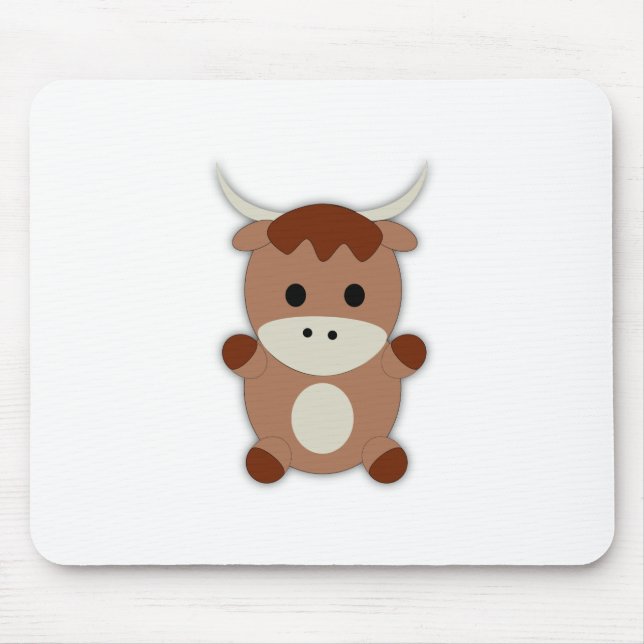 Cute Brown Cow Mouse Pad (Front)