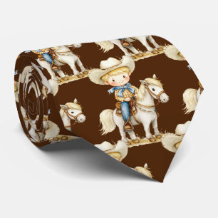Cute Brown Cowboy Boots Neck Tie