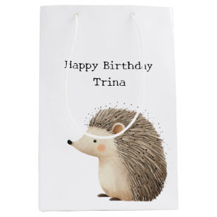 Cute Brown Cream Hedgehog Medium Gift Bag