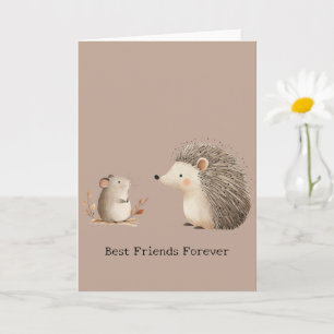 Cute Brown Cream Hedgehog Mouse Best Friends Card