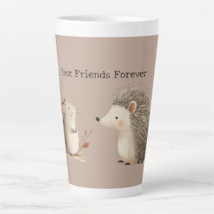 Cute Brown Cream Hedgehog Mouse Best Friends Latte Mug