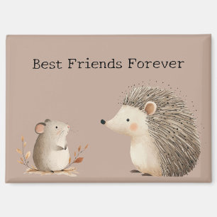 Cute Brown Cream Hedgehog Mouse Best Friends Magnet