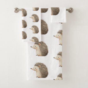 Cute Brown Cream Hedgehogs Bath Towel Set