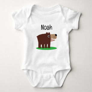 Cute brown cub bear cartoon custom baby jumpsuit bodysuit