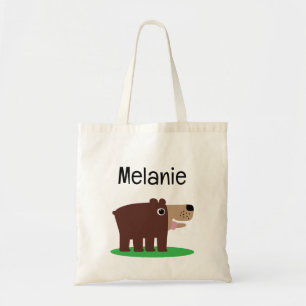 Cute brown cub bear cartoon tote bag for kids