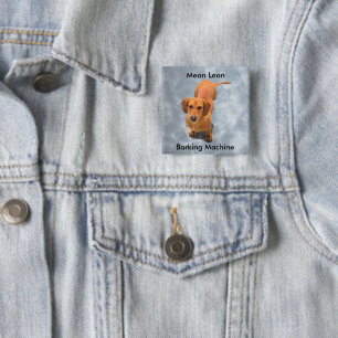 Cute Brown Dachshund Barking Machine 2 Inch Square Button
