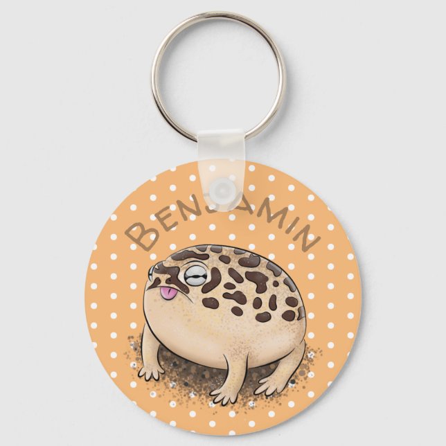 Cute brown desert rain frog cartoon illustration keychain (Front)