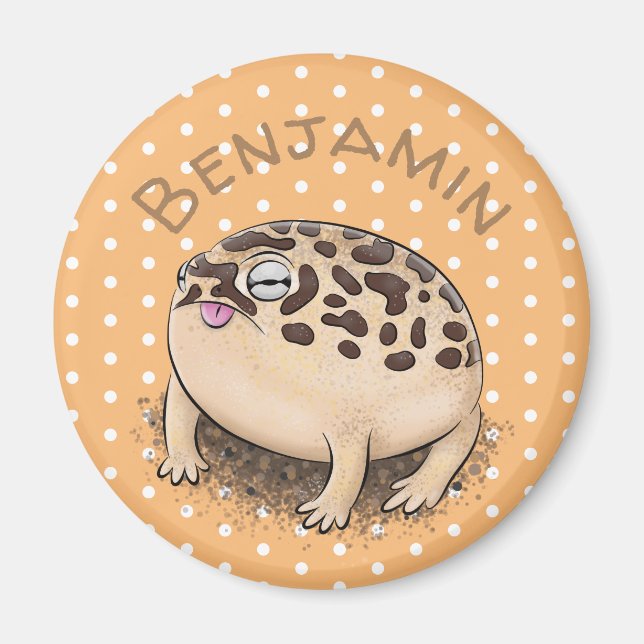 Cute brown desert rain frog cartoon illustration magnet (Front)