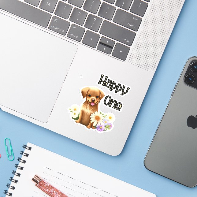 Cute brown dog (Laptop w/ iPhone)