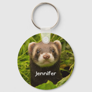 Cute Brown Ferret in the Grass Keychain