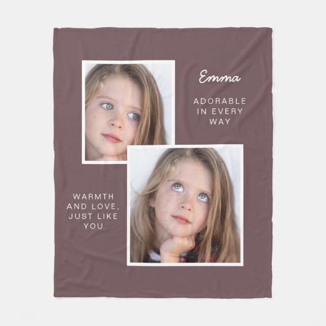 Cute Brown Fleece Blanket With Photos (Front)