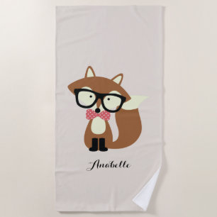 Cute Brown Fox Beach Towel