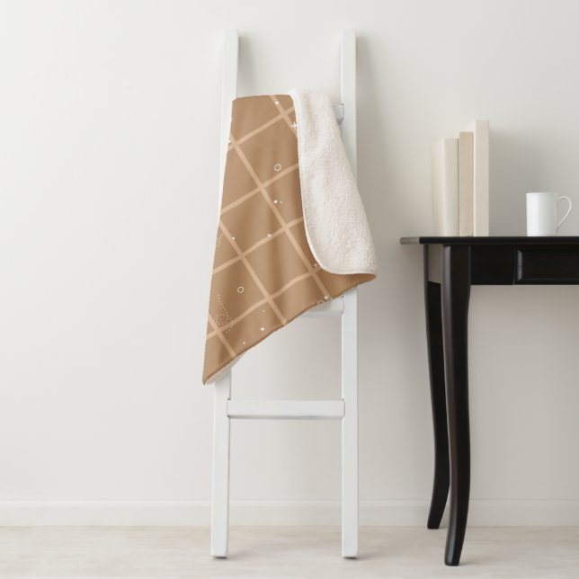 Cute Brown Gingham Sherpa Blanket (In Situ)