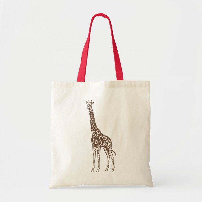 Cute Brown Giraffe Illustration Tote Bag (Front)