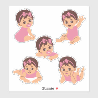Cute Brown-Haired Baby Cutout Sticker Sheet 