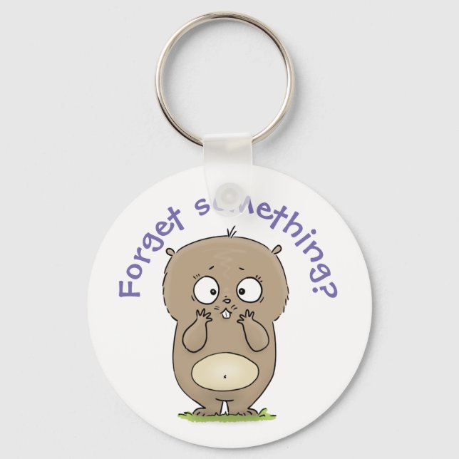 Cute brown hamster forget something cartoon keychain (Front)
