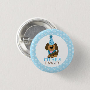 Cute Brown Handsome Puppy Dog Birthday 1 Inch Round Button
