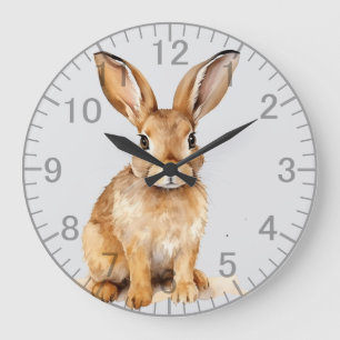 Cute Brown Hare Large Clock