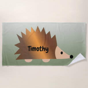 Cute Brown Hedgehog Beach Towel