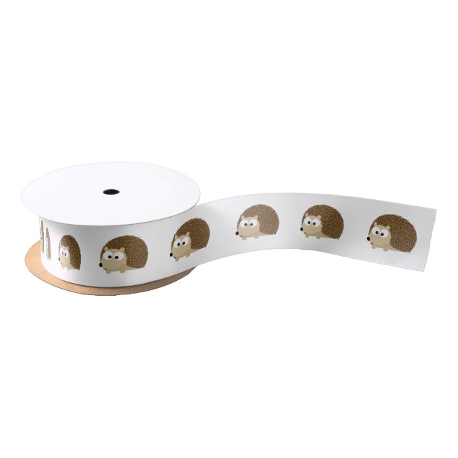 Cute Brown Hedgehog Satin Ribbon (Spool)