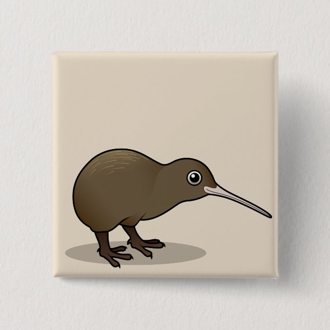 Cute Brown Kiwi from New Zealand 2 Inch Square Button (Front)