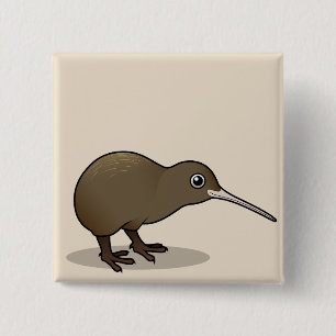 Cute Brown Kiwi from New Zealand 2 Inch Square Button