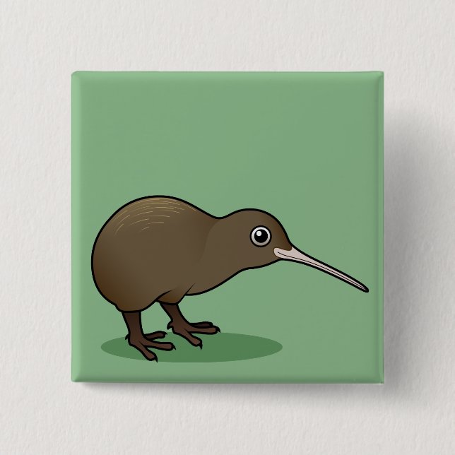 Cute Brown Kiwi from New Zealand 2 Inch Square Button (Front)
